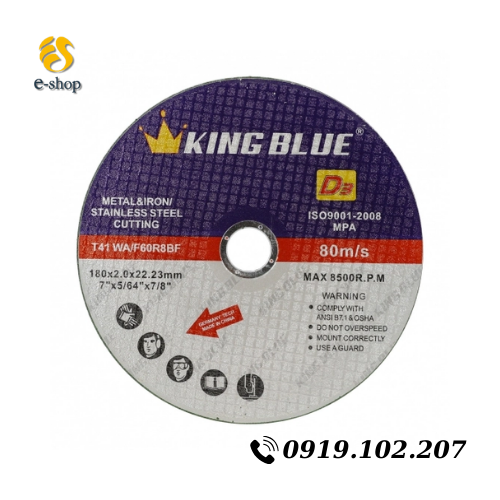 ĐÁ CẮT SẮT, INOX KING BLUE D3-180X2.0 ĐÁ CẮT SẮT, INOX KING BLUE D3-180X2.0