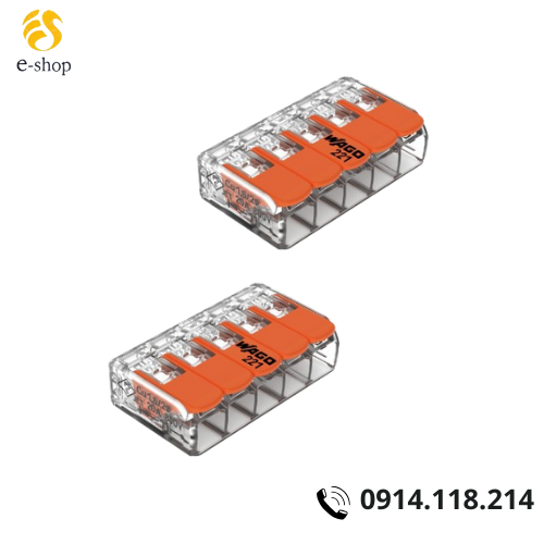 Đầu Nối Dây Điện (5 Dây, 32A) Wago 221-415 Đầu Nối Dây Điện (5 Dây, 32A) Wago 221-415