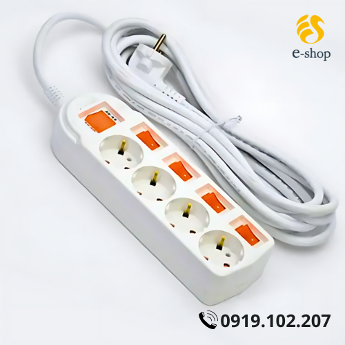Ổ Cắm Điện Dosel 4 Lỗ 5 Công Tắc | 3M, 5M Ổ Cắm Điện Dosel 4 Lỗ 5 Công Tắc | 3M, 5M