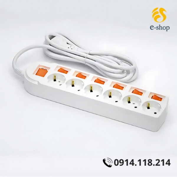 Ổ Cắm Điện Dosel 6 Lỗ 7 Công Tắc | 1.5M, 3M, 5M