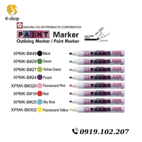 Bút sơn công nghiệp SAKURA MARKER hộp 12 cây