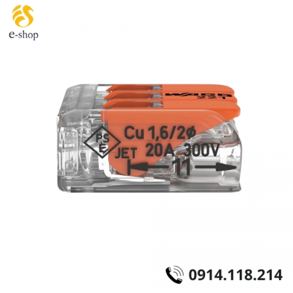 Đầu Nối Dây Điện (3 Dây, 32A) Wago 221-413