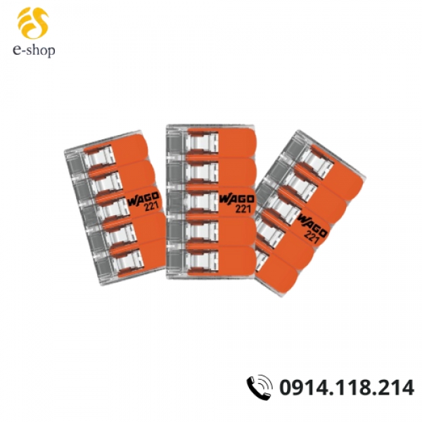 Đầu Nối Dây Điện (5 Dây, 32A) Wago 221-415